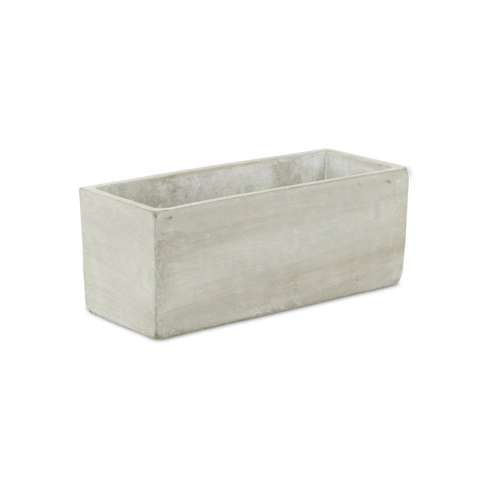 9" Light Gray Cement Indoor Outdoor Rectangular Pot Planter HomeRoots