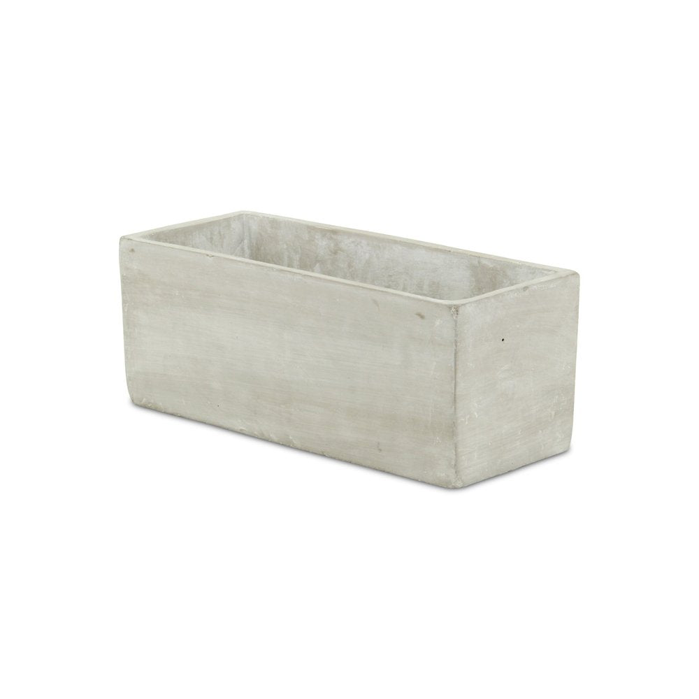 9" Light Gray Cement Indoor Outdoor Rectangular Pot Planter HomeRoots