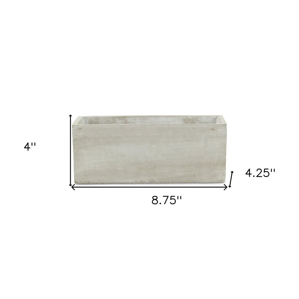 9" Light Gray Cement Indoor Outdoor Rectangular Pot Planter HomeRoots
