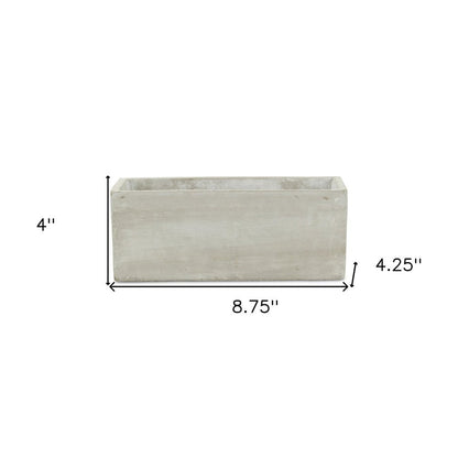 9" Light Gray Cement Indoor Outdoor Rectangular Pot Planter HomeRoots
