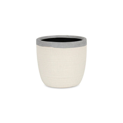 6" Cream and Gray Crackle Glaze Ceramic Indoor Outdoor Round Pot Planter HomeRoots