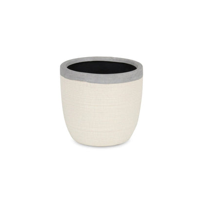 6" Cream and Gray Crackle Glaze Ceramic Indoor Outdoor Round Pot Planter HomeRoots
