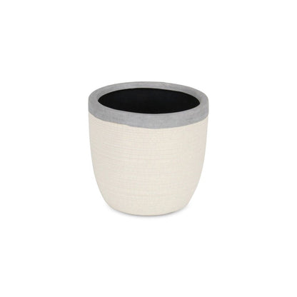 6" Cream and Gray Crackle Glaze Ceramic Indoor Outdoor Round Pot Planter HomeRoots