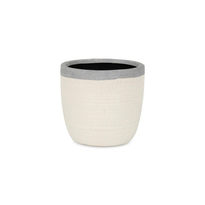 6" Cream and Gray Crackle Glaze Ceramic Indoor Outdoor Round Pot Planter HomeRoots