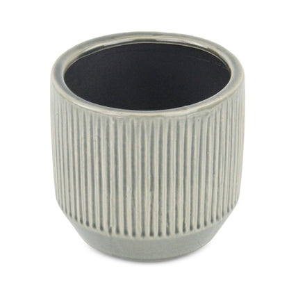 6" Gray Striped Ceramic Indoor Outdoor Round Pot Planter HomeRoots
