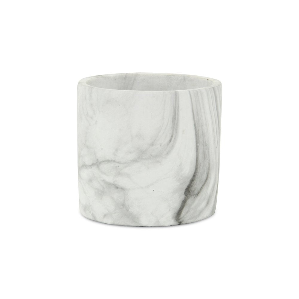 6" White and Gray Marbleized Ceramic Indoor Outdoor Round Pot Planter HomeRoots