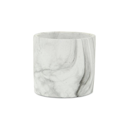 6" White and Gray Marbleized Ceramic Indoor Outdoor Round Pot Planter HomeRoots