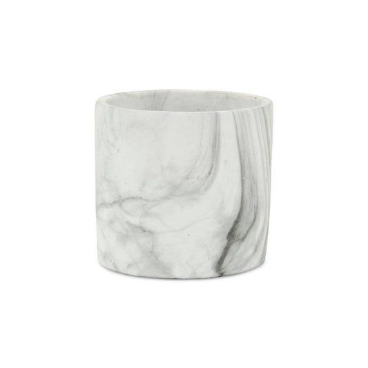 6" White and Gray Marbleized Ceramic Indoor Outdoor Round Pot Planter HomeRoots