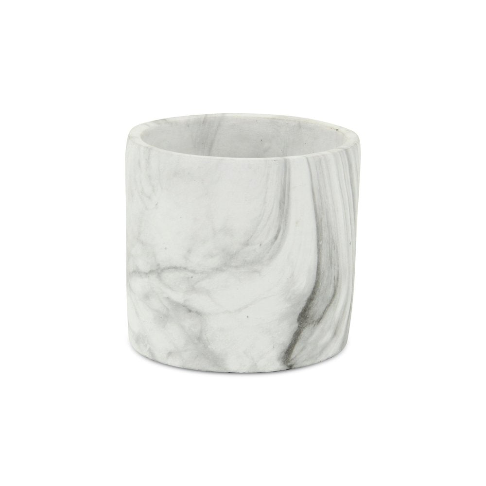 6" White and Gray Marbleized Ceramic Indoor Outdoor Round Pot Planter HomeRoots