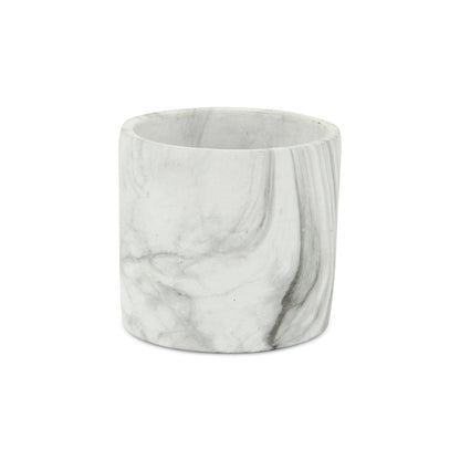 6" White and Gray Marbleized Ceramic Indoor Outdoor Round Pot Planter HomeRoots