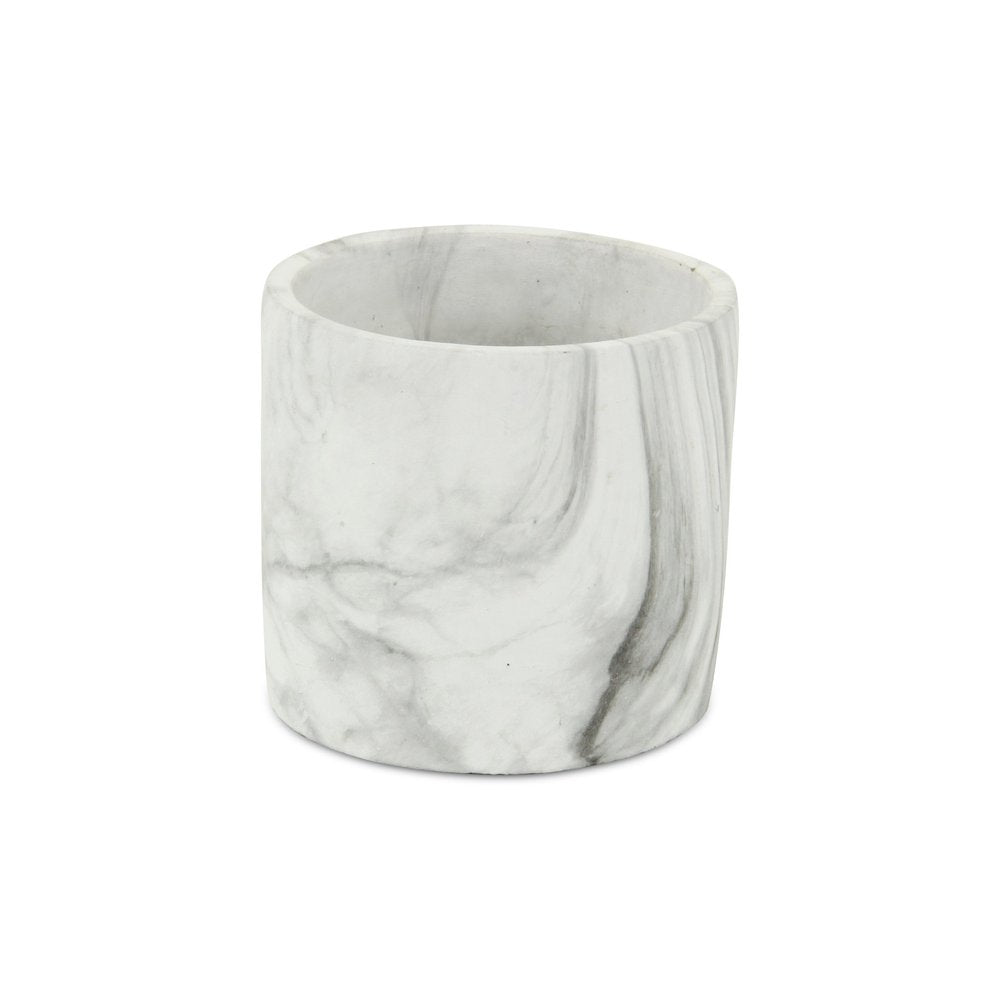 6" White and Gray Marbleized Ceramic Indoor Outdoor Round Pot Planter HomeRoots