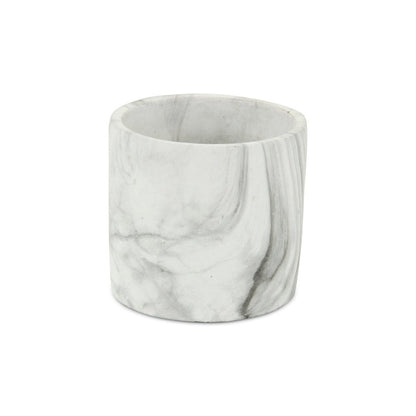 6" White and Gray Marbleized Ceramic Indoor Outdoor Round Pot Planter HomeRoots