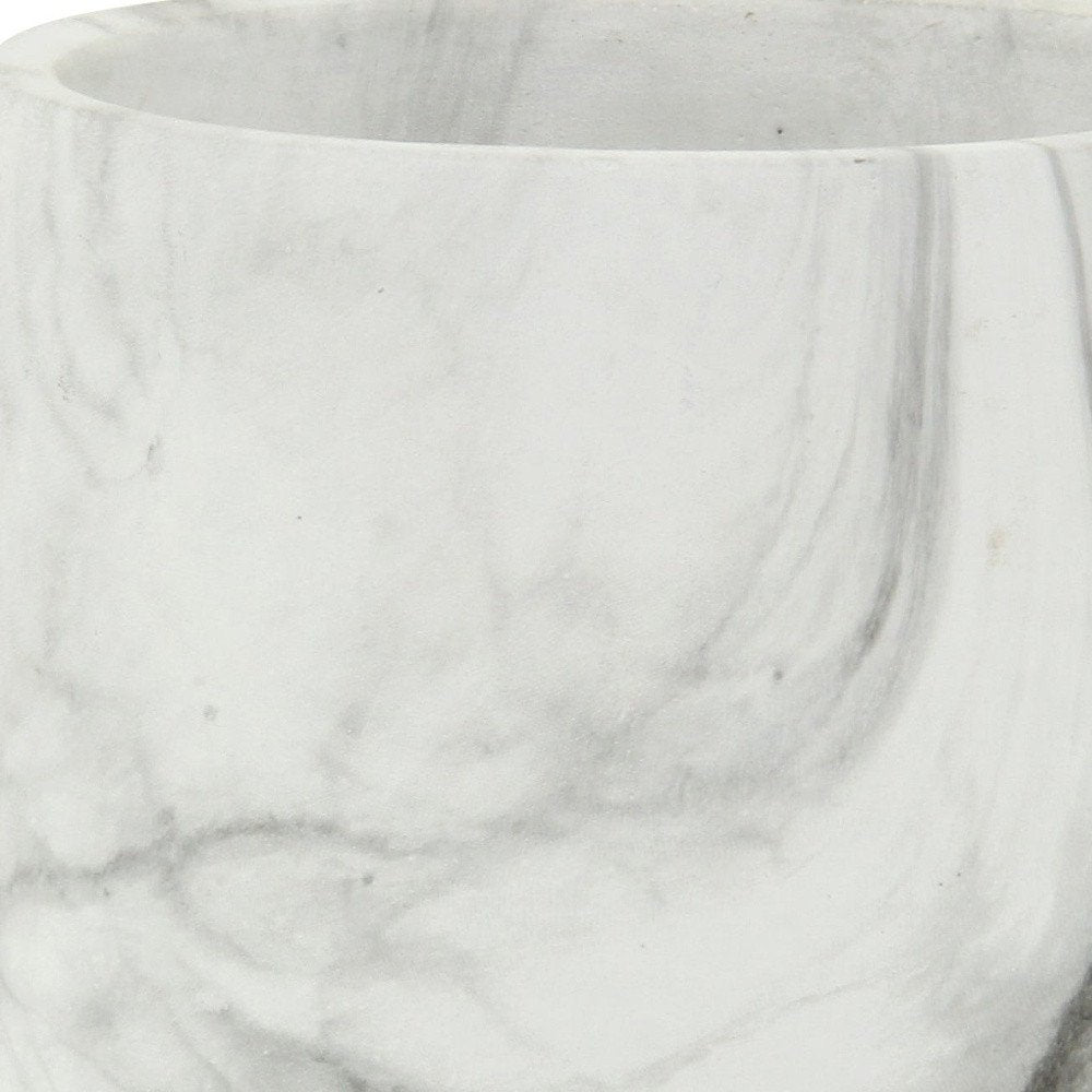 6" White and Gray Marbleized Ceramic Indoor Outdoor Round Pot Planter HomeRoots