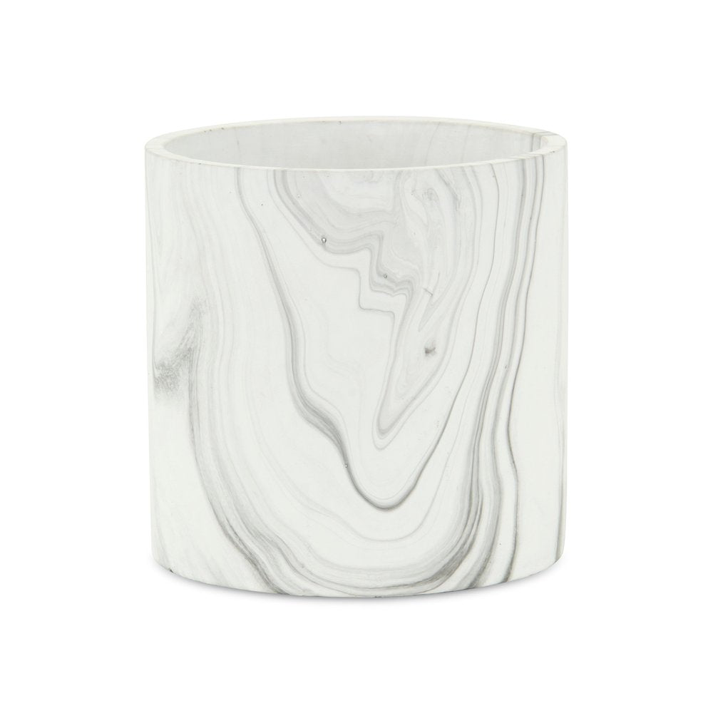 5" White and Gray Marbleized Ceramic Indoor Outdoor Round Pot Planter HomeRoots