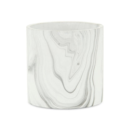 5" White and Gray Marbleized Ceramic Indoor Outdoor Round Pot Planter HomeRoots