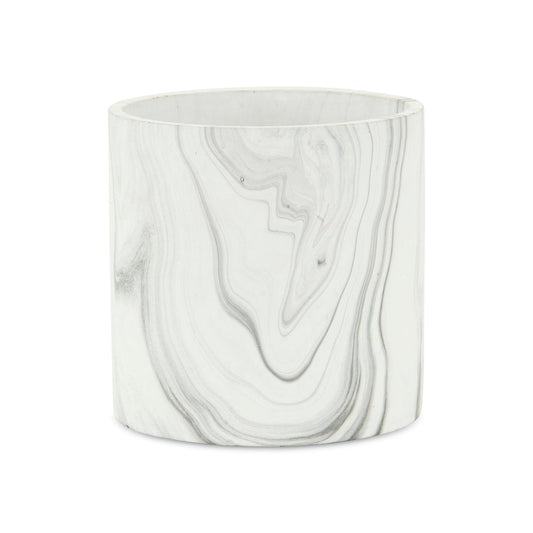 5" White and Gray Marbleized Ceramic Indoor Outdoor Round Pot Planter HomeRoots