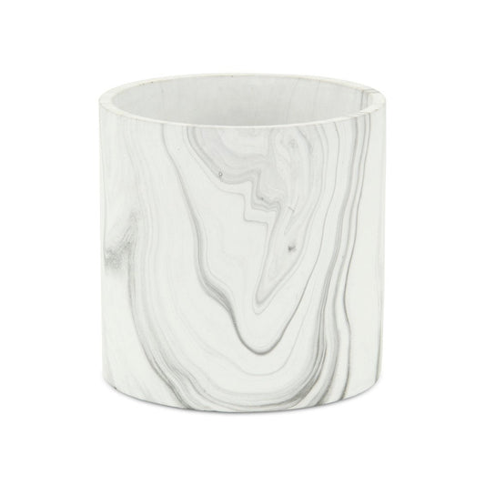 5" White and Gray Marbleized Ceramic Indoor Outdoor Round Pot Planter HomeRoots
