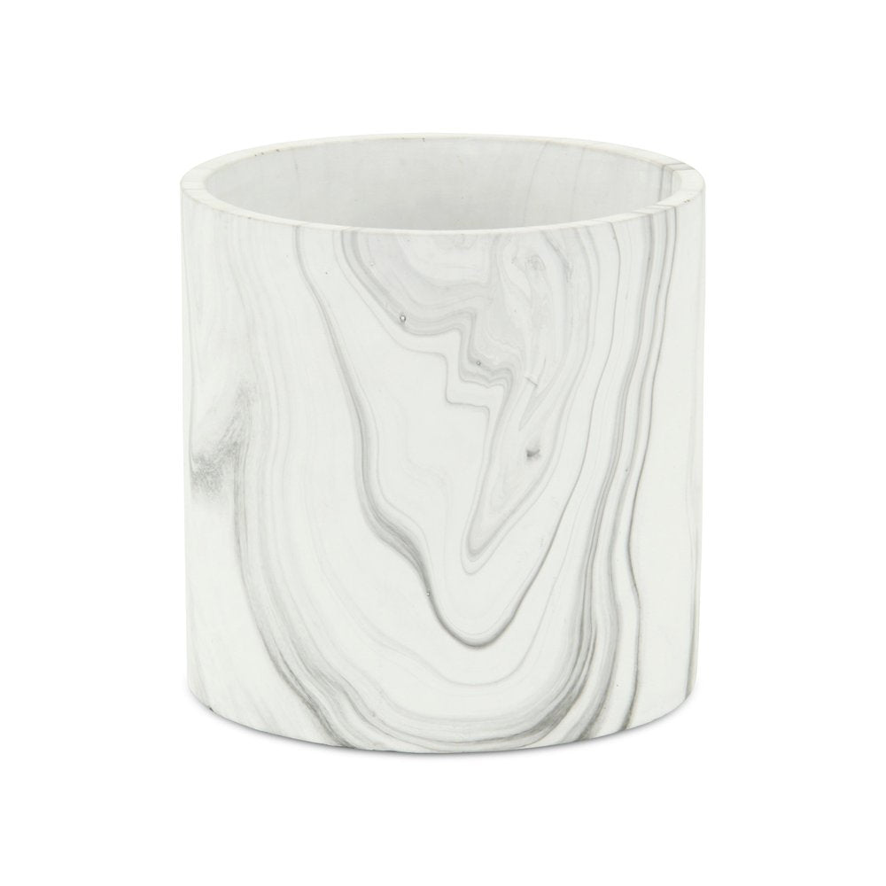 5" White and Gray Marbleized Ceramic Indoor Outdoor Round Pot Planter HomeRoots