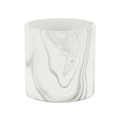 5" White and Gray Marbleized Ceramic Indoor Outdoor Round Pot Planter HomeRoots