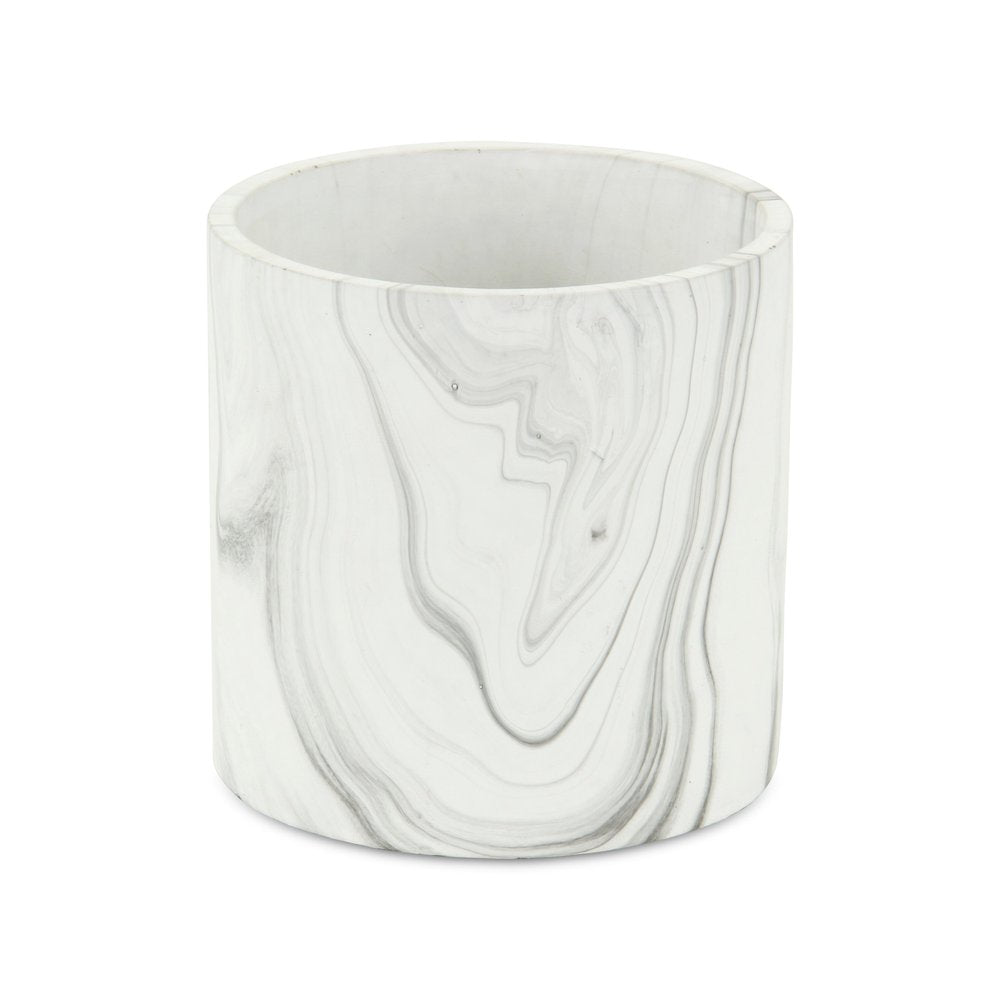 5" White and Gray Marbleized Ceramic Indoor Outdoor Round Pot Planter HomeRoots