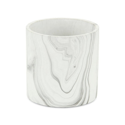5" White and Gray Marbleized Ceramic Indoor Outdoor Round Pot Planter HomeRoots