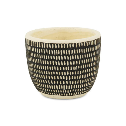 Black And White Ceramic 39 Ounce Dotted Round Distressed Pot Planter HomeRoots