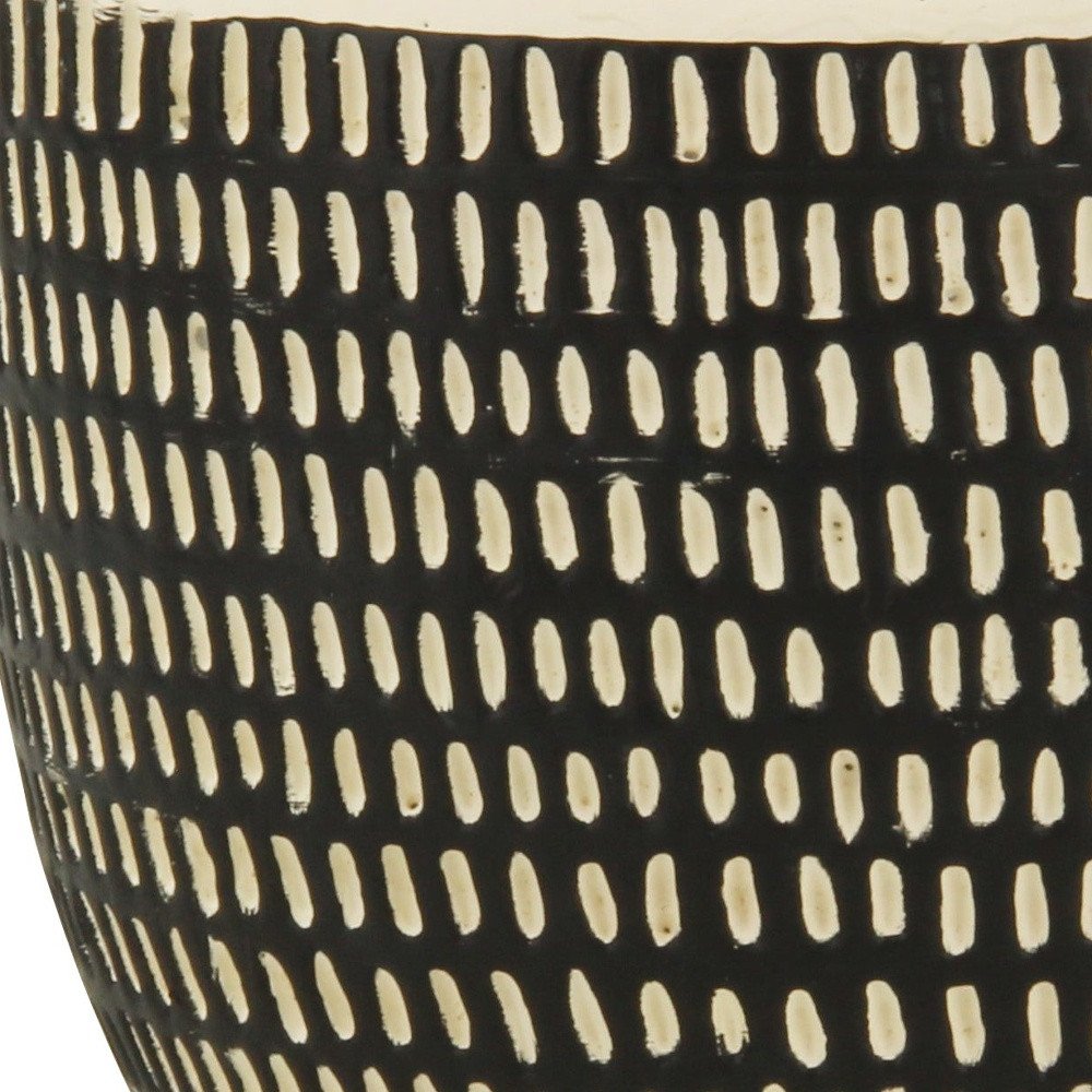 Black And White Ceramic 39 Ounce Dotted Round Distressed Pot Planter HomeRoots