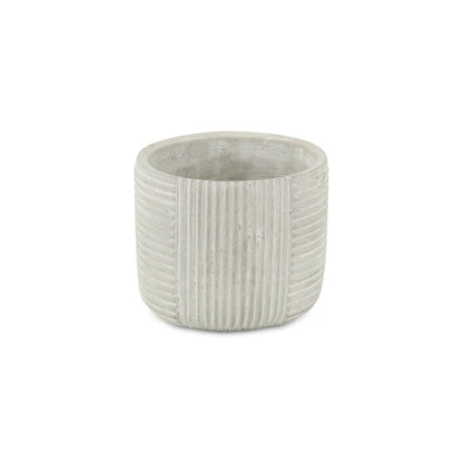 Light Gray Cement 39 Ounce Striped Round Distressed Pot Planter HomeRoots