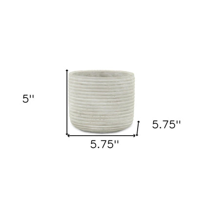 Light Gray Cement 39 Ounce Striped Round Distressed Pot Planter HomeRoots