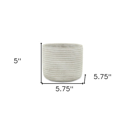 Light Gray Cement 39 Ounce Striped Round Distressed Pot Planter HomeRoots
