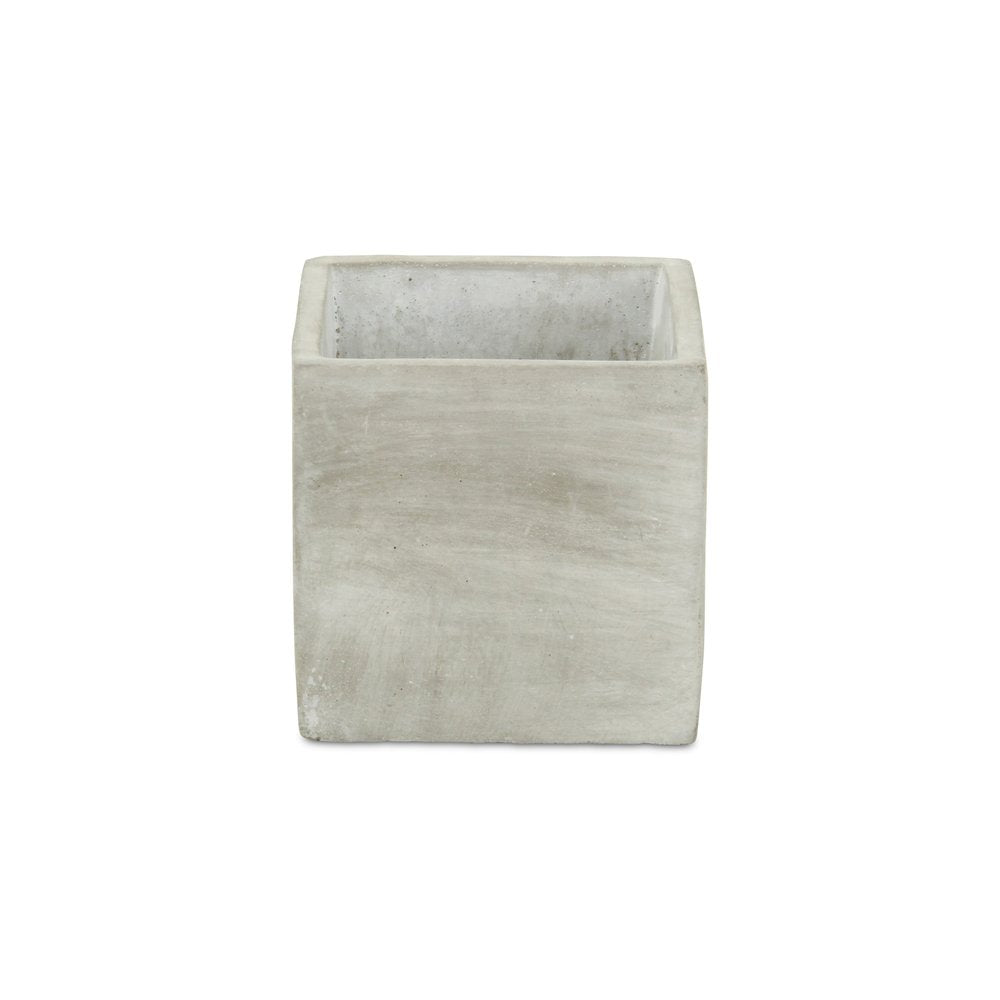 Gray And Off White Cement 39 Ounce Square Distressed Pot Planter HomeRoots