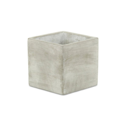 Gray And Off White Cement 39 Ounce Square Distressed Pot Planter HomeRoots
