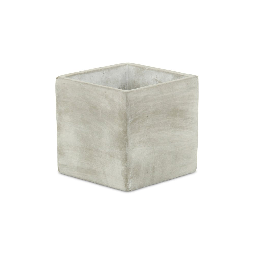 Gray And Off White Cement 39 Ounce Square Distressed Pot Planter HomeRoots