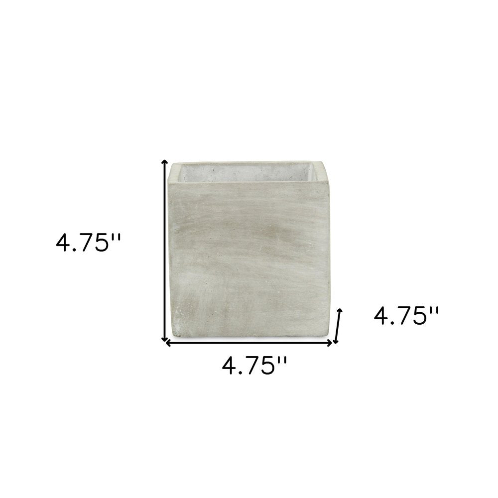 Gray And Off White Cement 39 Ounce Square Distressed Pot Planter HomeRoots