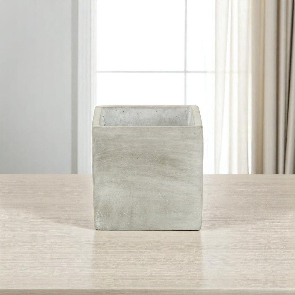 Gray And Off White Cement 39 Ounce Square Distressed Pot Planter HomeRoots