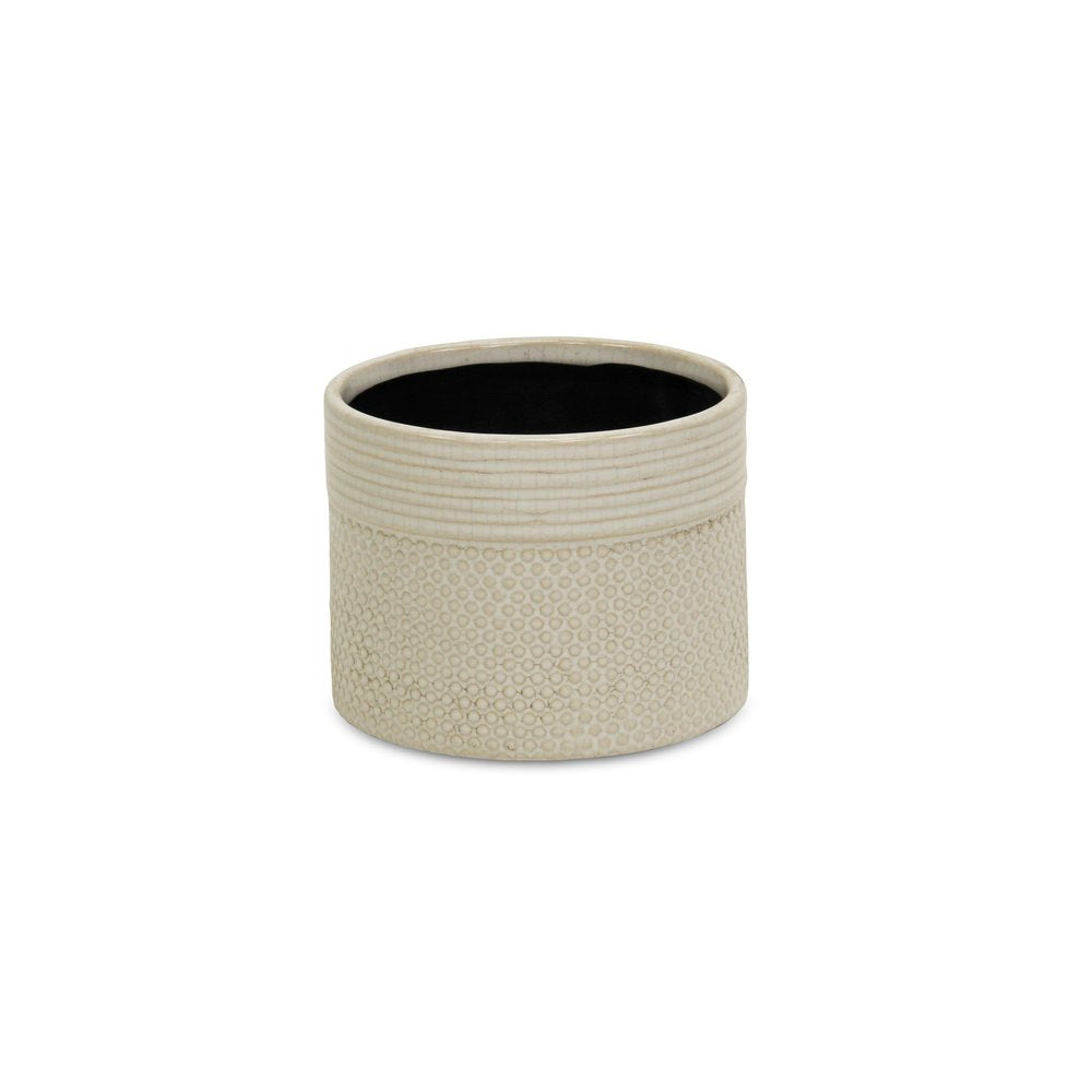 Off White Ceramic 42 Ounce Dotted Round Distressed Pot Planter HomeRoots