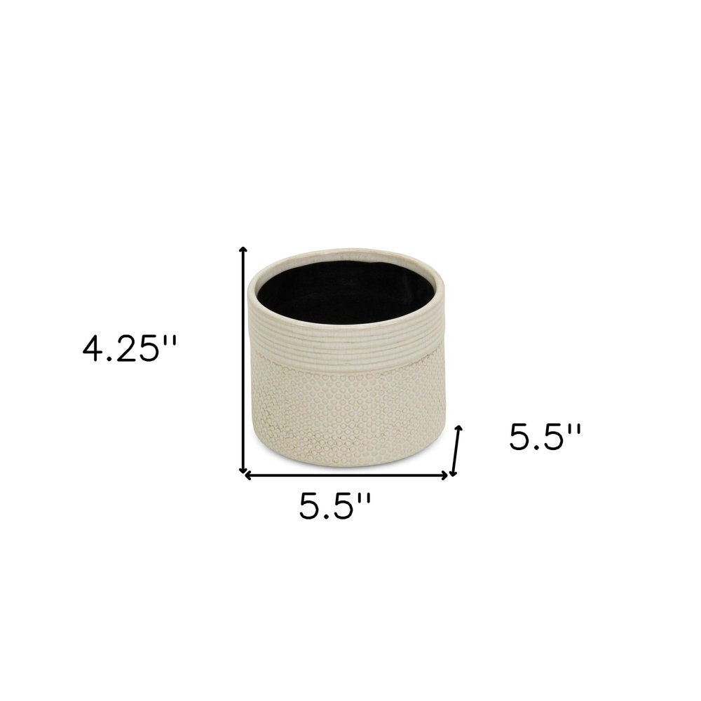 Off White Ceramic 42 Ounce Dotted Round Distressed Pot Planter HomeRoots