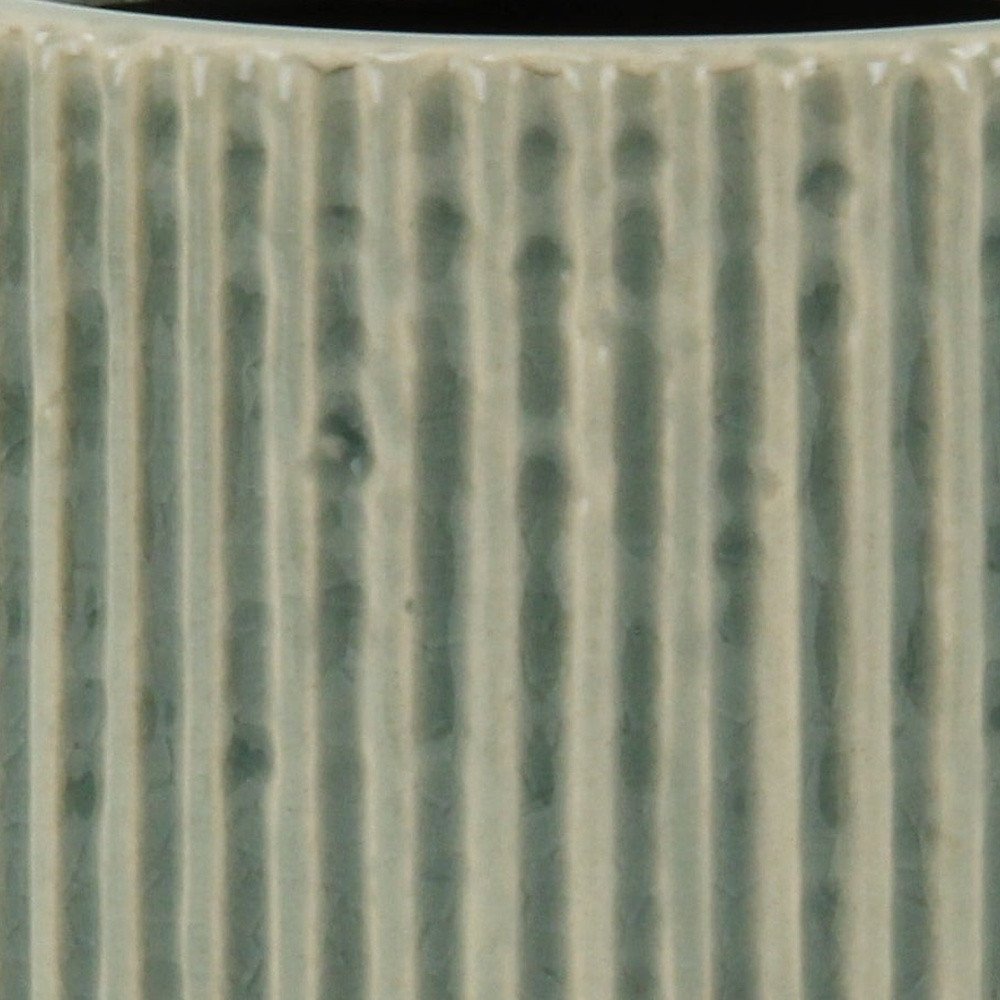 Green Ceramic 35 Ounce Striped Round Distressed Pot Planter HomeRoots