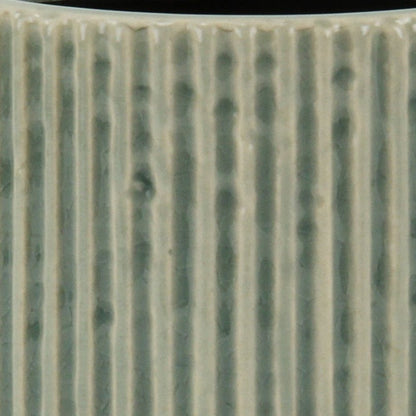 Green Ceramic 35 Ounce Striped Round Distressed Pot Planter HomeRoots