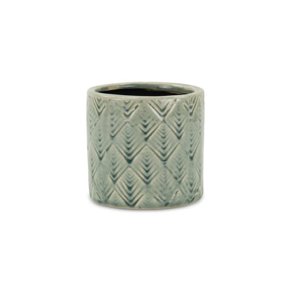 Green Ceramic 16 Ounce Geometric Round Distressed Pot Planter HomeRoots