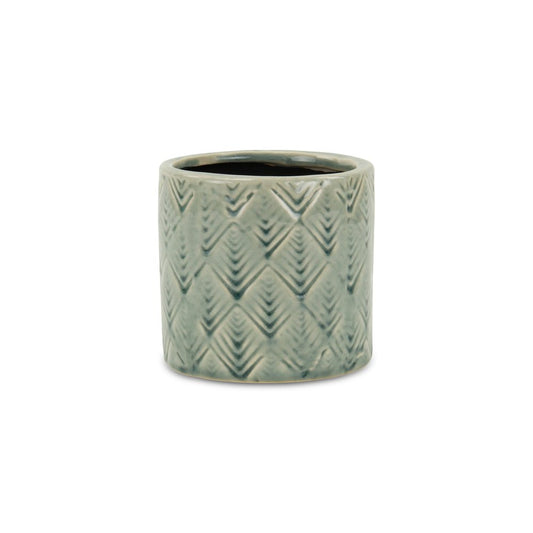 Green Ceramic 16 Ounce Geometric Round Distressed Pot Planter HomeRoots