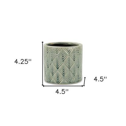 Green Ceramic 16 Ounce Geometric Round Distressed Pot Planter HomeRoots