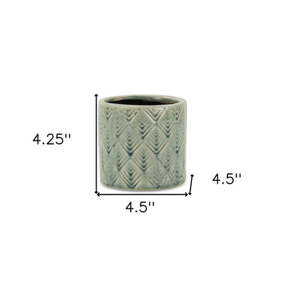 Green Ceramic 16 Ounce Geometric Round Distressed Pot Planter HomeRoots