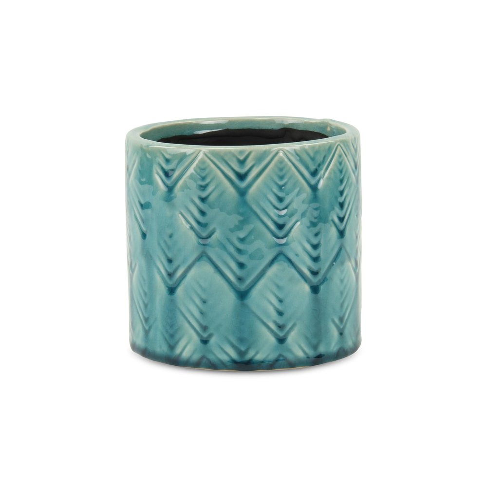 Turquoise Ceramic 22 Ounce Geometric Round Distressed Pot Planter HomeRoots