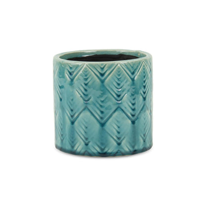 Turquoise Ceramic 22 Ounce Geometric Round Distressed Pot Planter HomeRoots