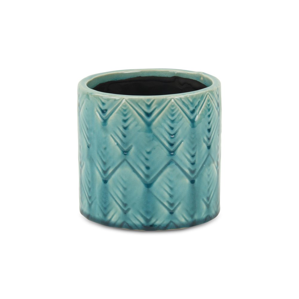 Turquoise Ceramic 22 Ounce Geometric Round Distressed Pot Planter HomeRoots