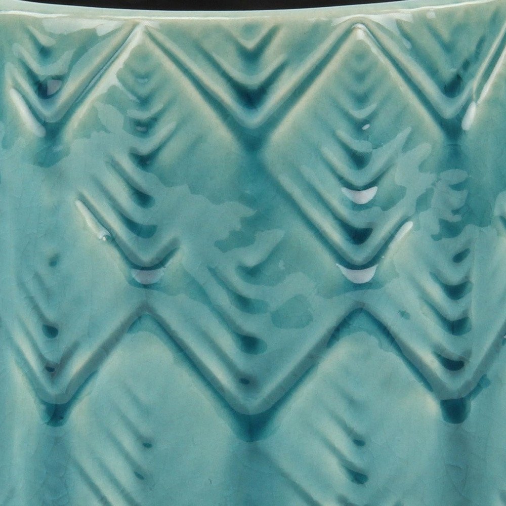 Turquoise Ceramic 22 Ounce Geometric Round Distressed Pot Planter HomeRoots