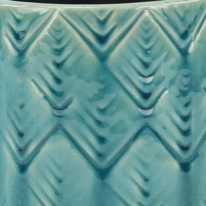 Turquoise Ceramic 22 Ounce Geometric Round Distressed Pot Planter HomeRoots