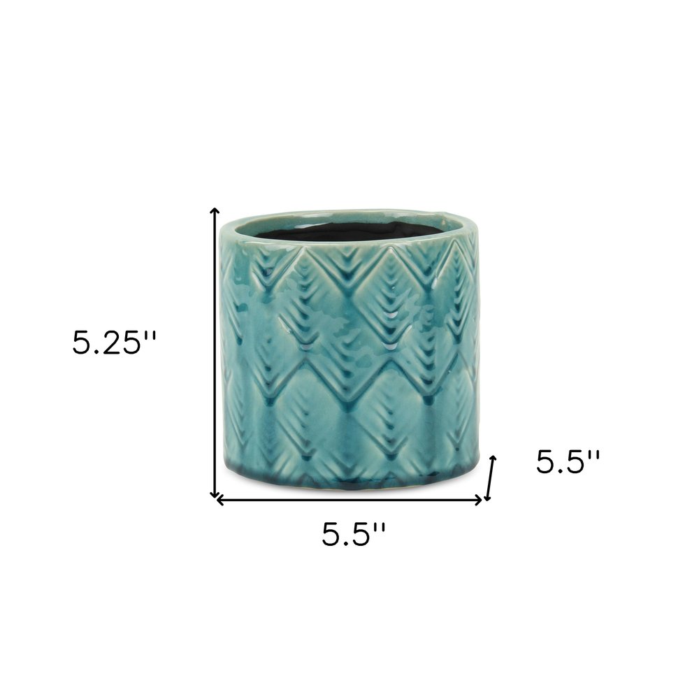 Turquoise Ceramic 22 Ounce Geometric Round Distressed Pot Planter HomeRoots