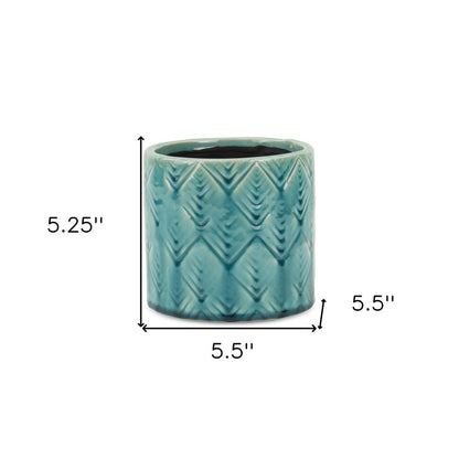 Turquoise Ceramic 22 Ounce Geometric Round Distressed Pot Planter HomeRoots
